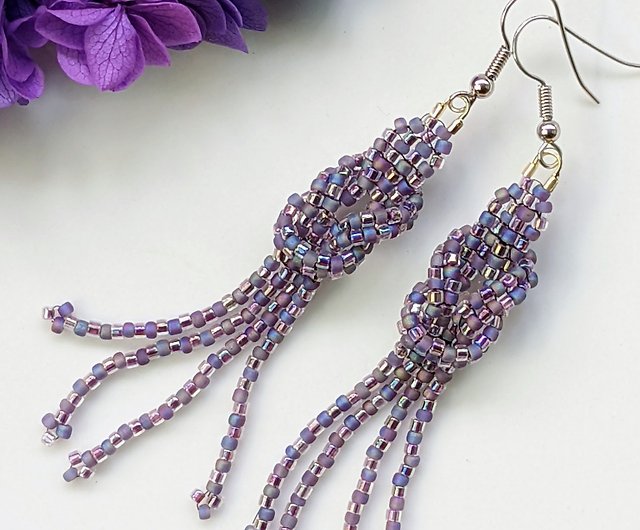 Classic Violet Ethnic Handmade Beaded Earrings - Shop me, tribe