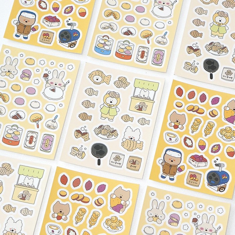 Korean Winter Snacks Stickers 3p Pack - 貼紙 - 紙 多色