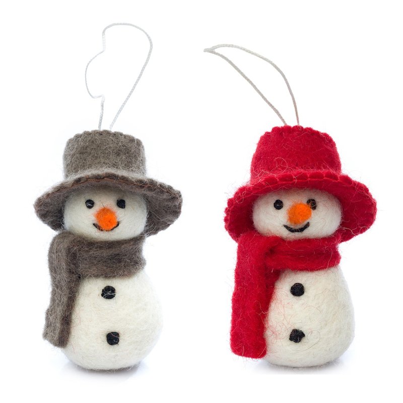 【Christmas Gift Box】Christmas pendant-wool felt snowman - Charms - Wool Multicolor