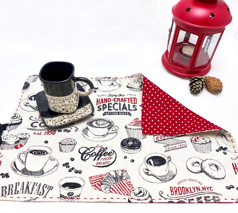 Red Tea Series - Hand placemat - You can use double-sided - Place Mats & Dining Décor - Cotton & Hemp Red