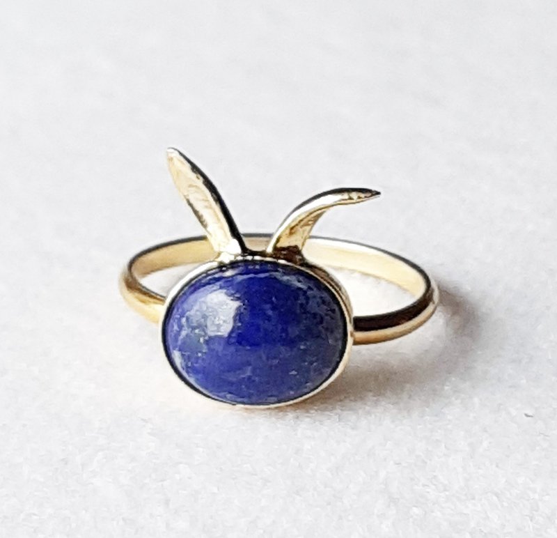 Natural stone rabbit ring lapis lazuli - แหวนทั่วไป - โลหะ สีน้ำเงิน