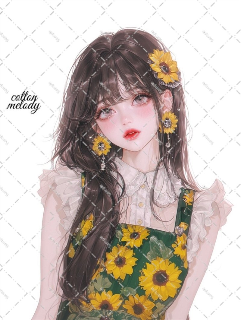 original sticker no.6132 人物ステッカー オリジナルステッカー 人物ステッカー 女の子ステッカー オリジナル人物ステッカー - 貼紙 - 紙 