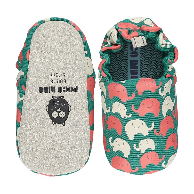 Poco Nido (UK) Baby/BB Shoe/Kids learning Shoe - Elephant Green - รองเท้าเด็ก - ผ้าฝ้าย/ผ้าลินิน 