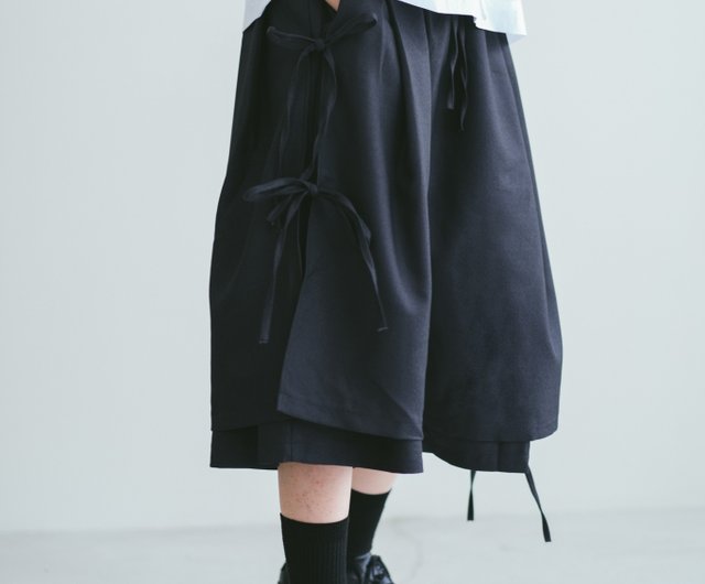 Abu wide side tie double layer samurai pants Japanese style cut