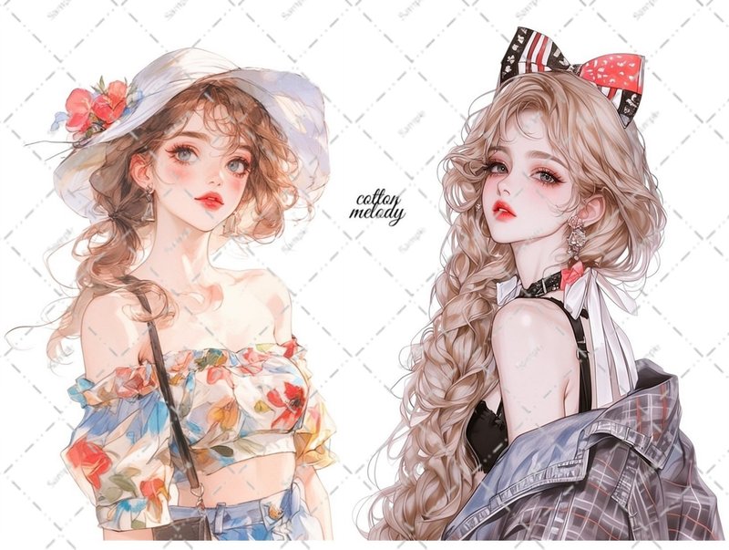 original sticker no.6571 人物ステッカー オリジナルステッカー 人物ステッカー 女の子ステッカー オリジナル人物ステッカー - 貼紙 - 紙 