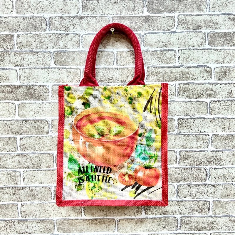 [Handmade Gift] Tomato Soup – Carmine – Cultural and Creative Style Lifestyle Bag - Handbags & Totes - Cotton & Hemp Multicolor