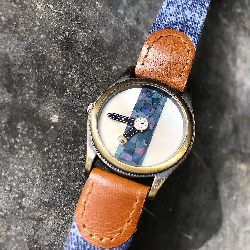 【Lost and find】Lovely design watch inside watch opal watch - Women's Watches - Gemstone Multicolor