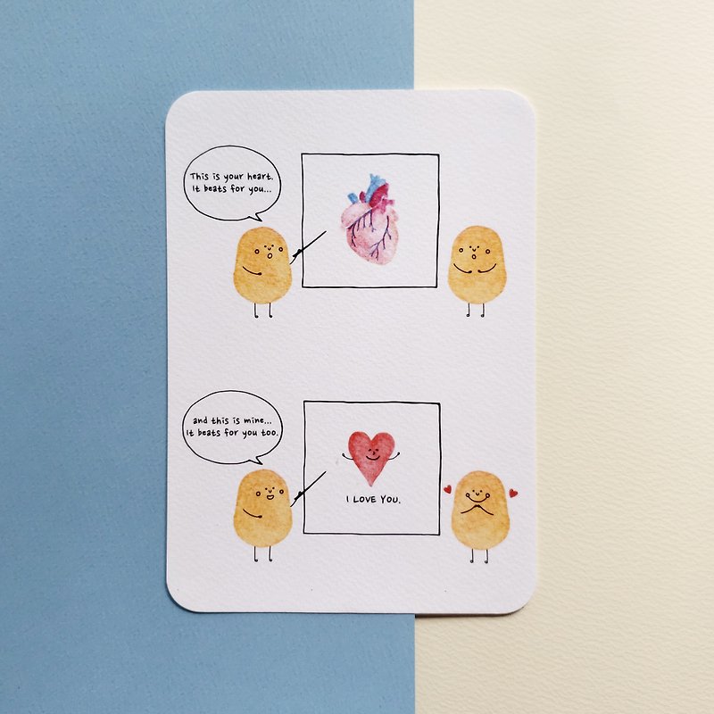 Little Potato Postcard-Little Potato Heart - การ์ด/โปสการ์ด - กระดาษ สีน้ำเงิน