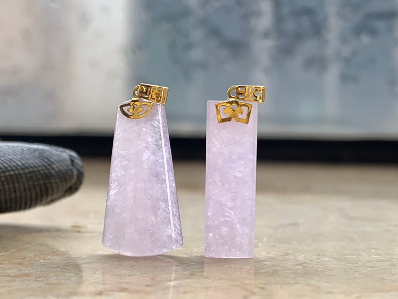 18K Gold Natural Ice Jade Burmese Violet Jade 