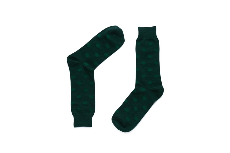 Polka dot 大波卡圓點紳士襪 松綠 - 襪子 - 棉．麻 綠色