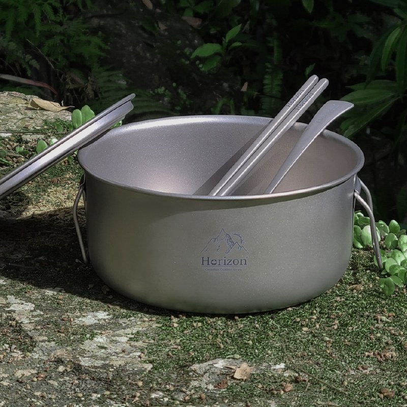 【Horizon Skyline】Pure Titanium Outdoor Camping Pot 1.8L - Camping Gear & Picnic Sets - Other Metals 