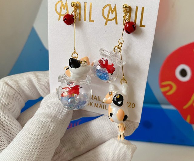 Goldfish shop bowl earrings