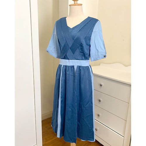 sherwyn 原版女式複古連衣裙 | 藍色連衣裙 | 加大碼連衣裙