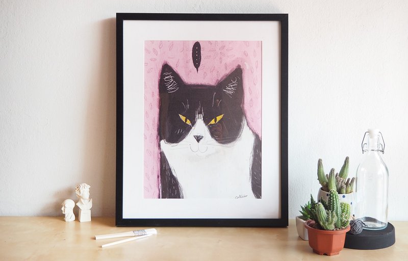 Poster cat pink - 海報/掛畫/掛布 - 紙 粉紅色