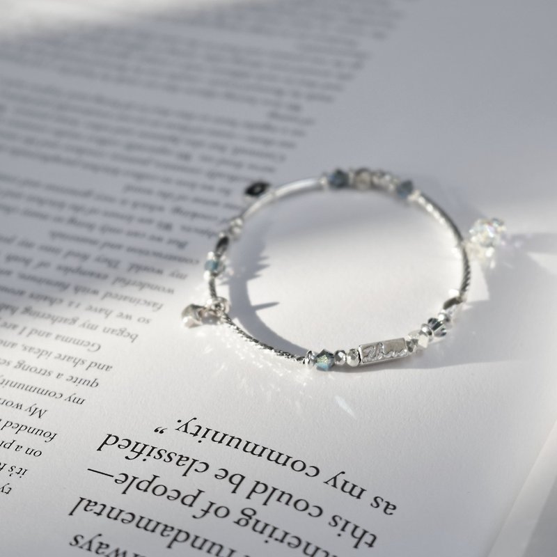 ZHU. handmade bracelet | reflection of the stars on the lake (sterling silver / gift / sister / Austrian crystal) - สร้อยข้อมือ - เงินแท้ 
