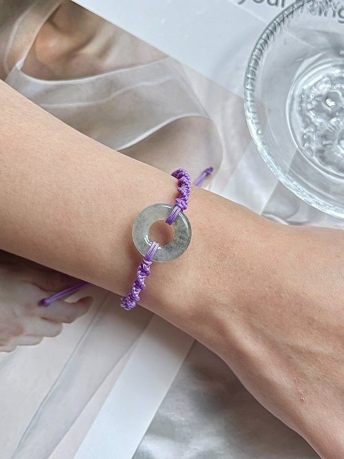 翡翠設計館 / 賞翠•玩翠 EXE Jewelry 高冰飄烏雞平安扣翡翠手繩 |天然緬甸翡翠