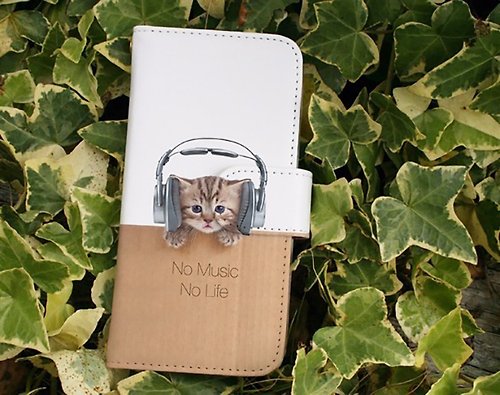 Anglers-case 【全機種対応】送料無料【手帳型】猫だってNo Music No Life iPhone8/iPhone8 Plus/iPhoneX