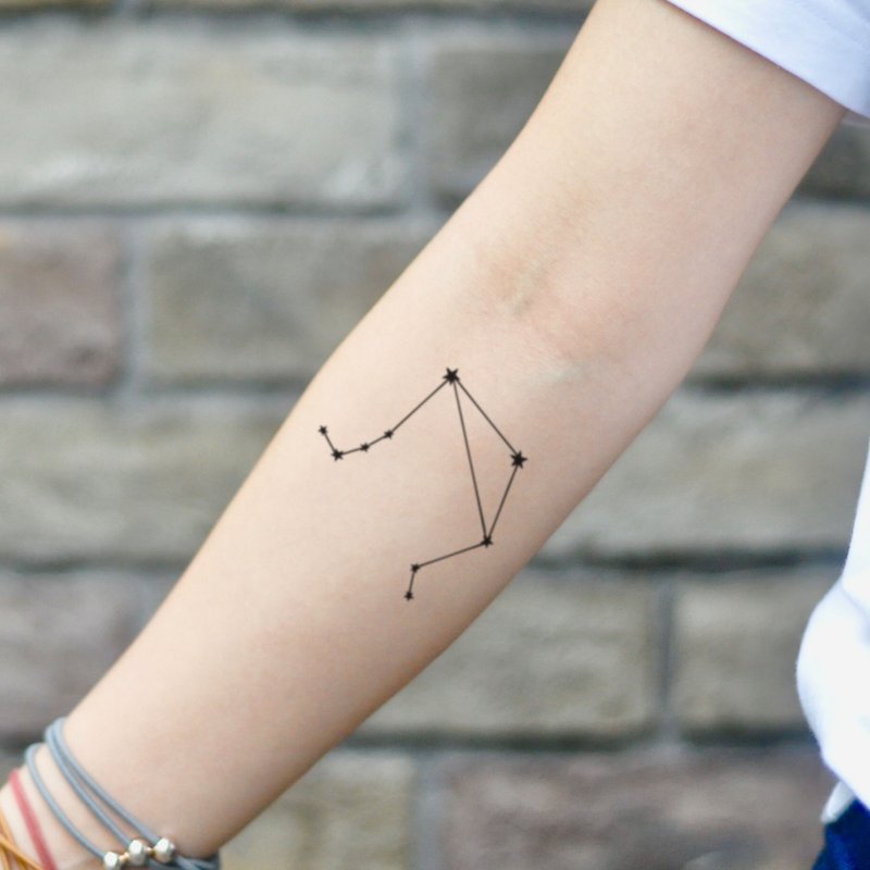 Libra Constellation Temporary Tattoo Sticker (Set of 2) - OhMyTat - Temporary Tattoos - Paper Black