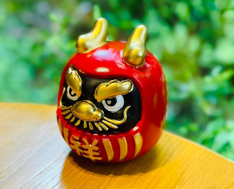 New product in the Year of the Dragon: Xianglong Bodhidharma, praying for good fortune, roly-poly money box (red), the dragon brings luck and the dragon will win - ของวางตกแต่ง - ดินเผา สีแดง