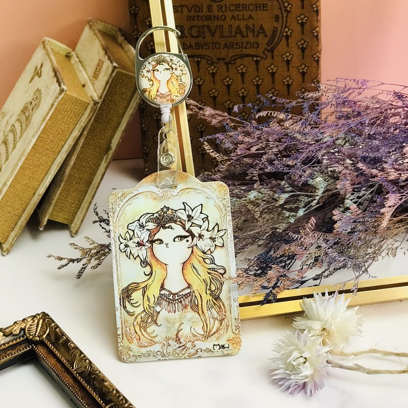 伸縮卡套 | 識別證套 | 悠遊卡套 - 金髮慕夏貓 - 證件套/識別證套 - 人造皮革 金色