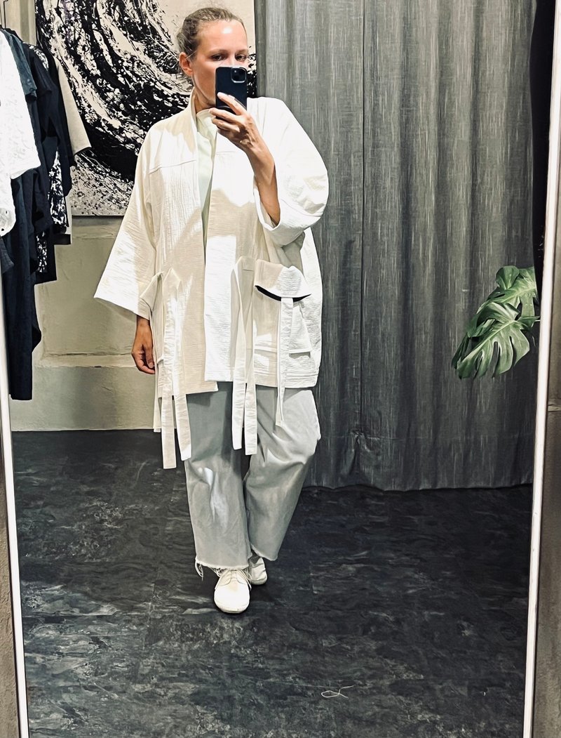 White cotton kimono jacket - เสื้อแจ็คเก็ต - ผ้าฝ้าย/ผ้าลินิน ขาว