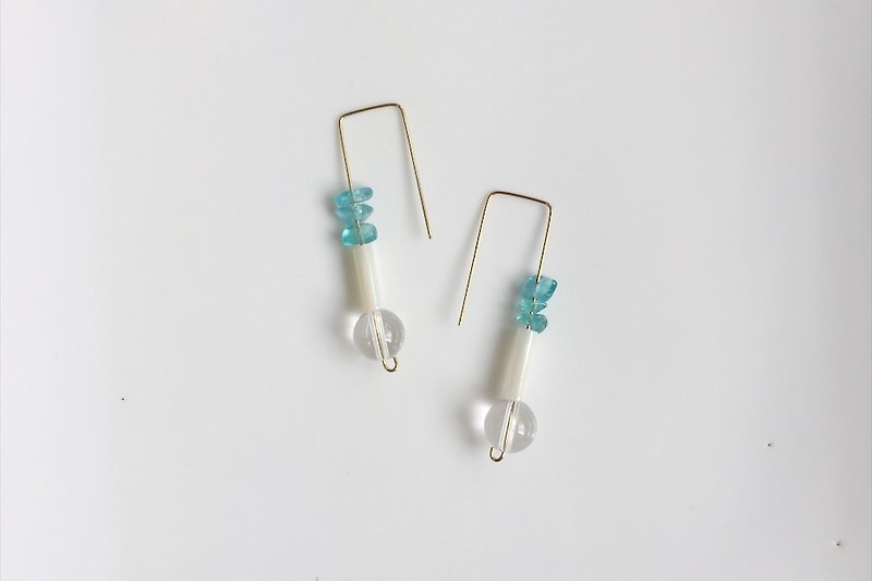 03_ "Lucky You" Lucky 7 Series_ Crystal Soda Natural Stone Shape Earrings - Earrings & Clip-ons - Gemstone White