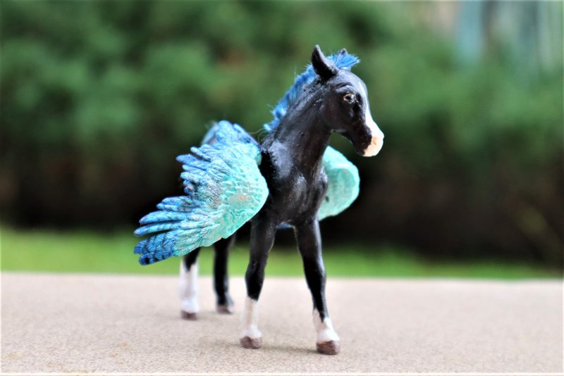 ブルーペガサスファンタジー動物の置物彫刻 - 人形・フィギュア - その他の素材 ブラック