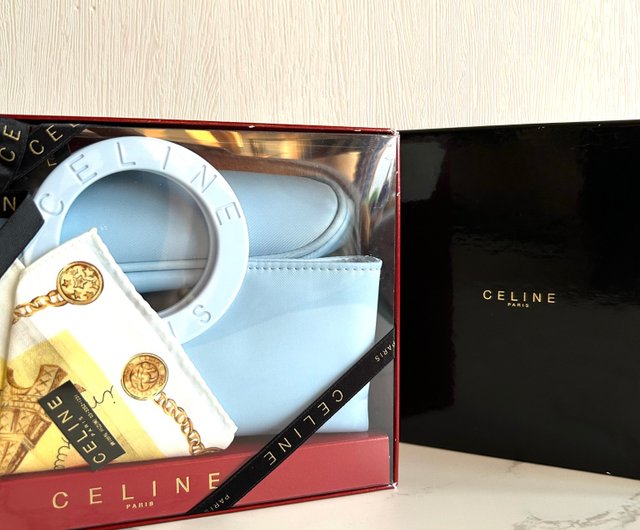 Brand new second hand Celine light blue ring handbag silk scarf mini small tote bag gift box gift Shop LA LUNE Vintage Antiques from Japan Handbags Totes Pinkoi