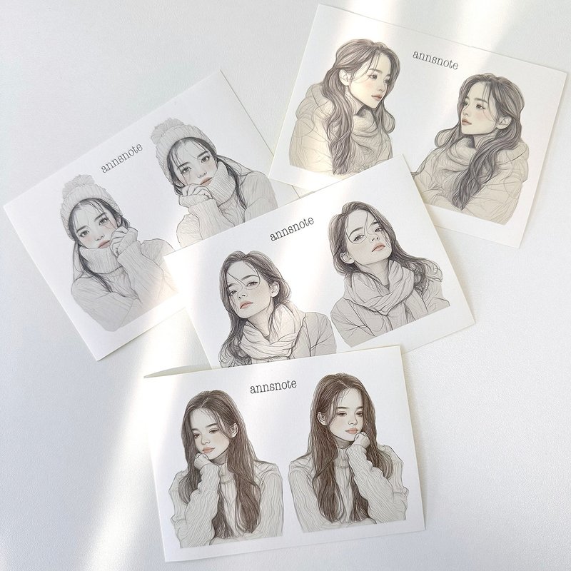 Excitement winter Girl Sticker 4Design mix (anns note) vintage collage - 貼紙 - 紙 灰色