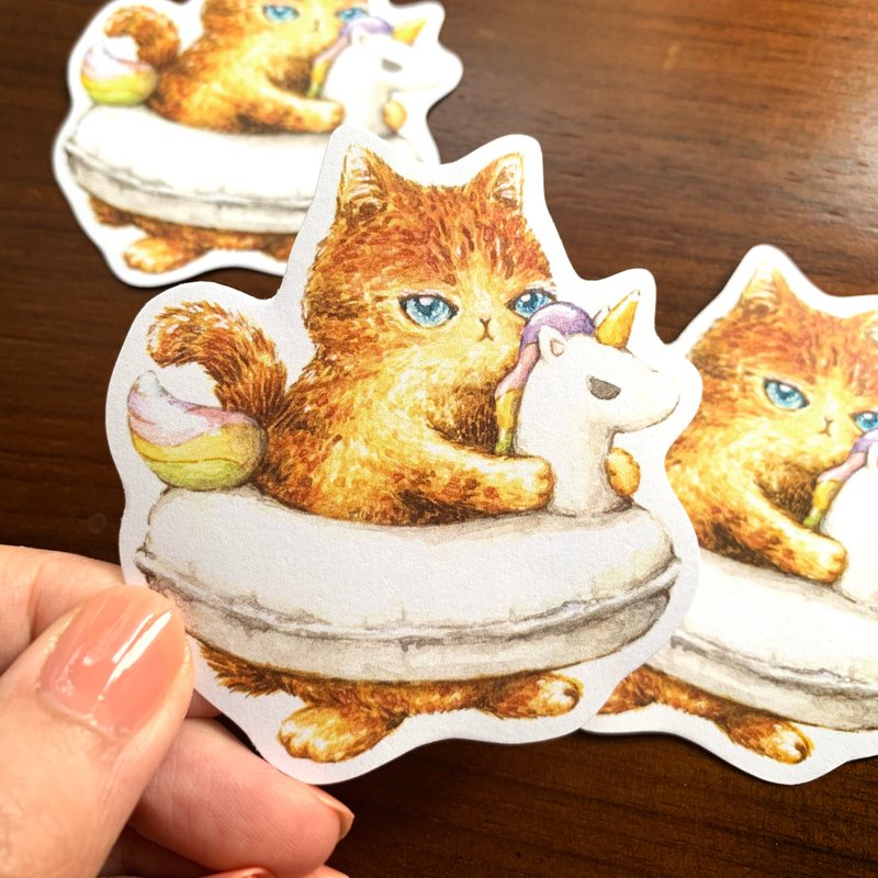 Cat Unicorn Blister Written Sticker - Stickers - Paper Multicolor