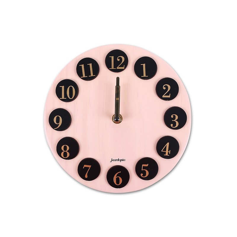 【Jeantopia】Pink and black wall clock with solid wood simple shape selected by soulmates | 1301303 - Clocks - Wood 