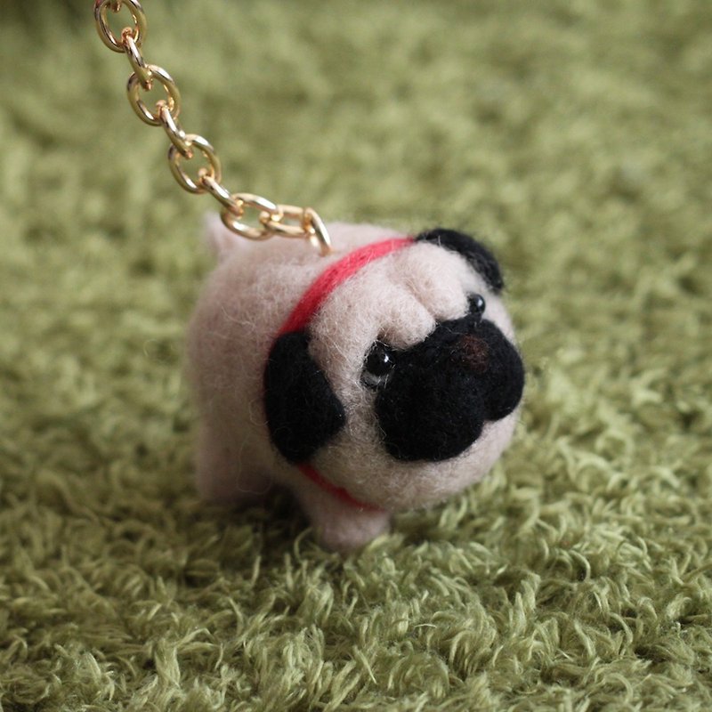 Balloon Pug wool felt key ring material package Christmas gift (with video tutorial) - Knitting, Embroidery, Felted Wool & Sewing - Wool Khaki