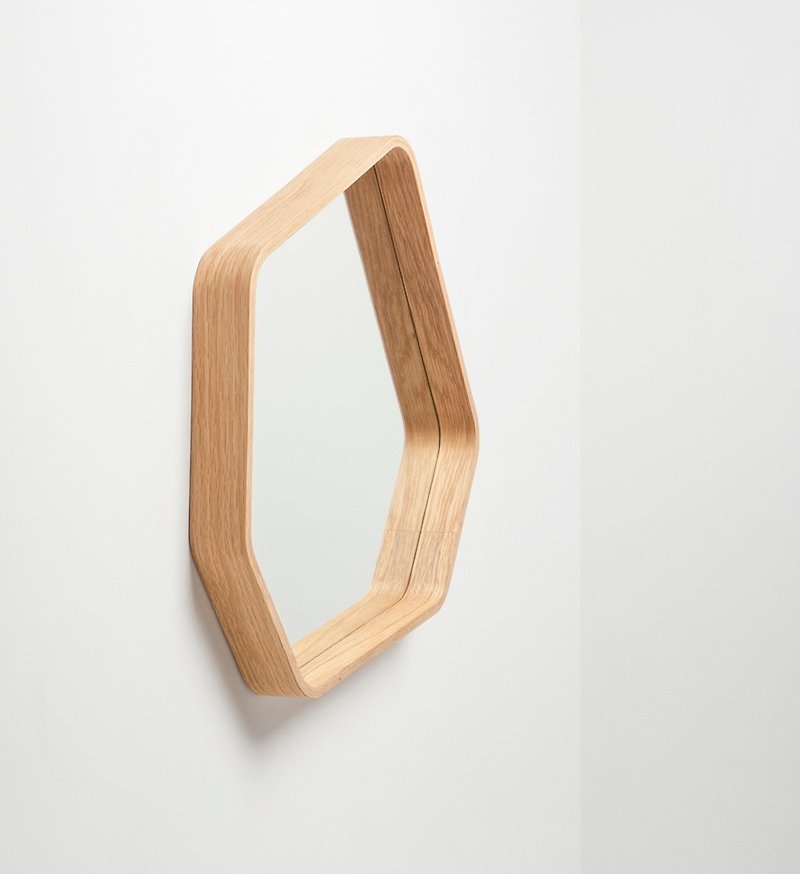 Polygon Wood Hexagonal Mirror│White Oak - Other Furniture - Wood Khaki