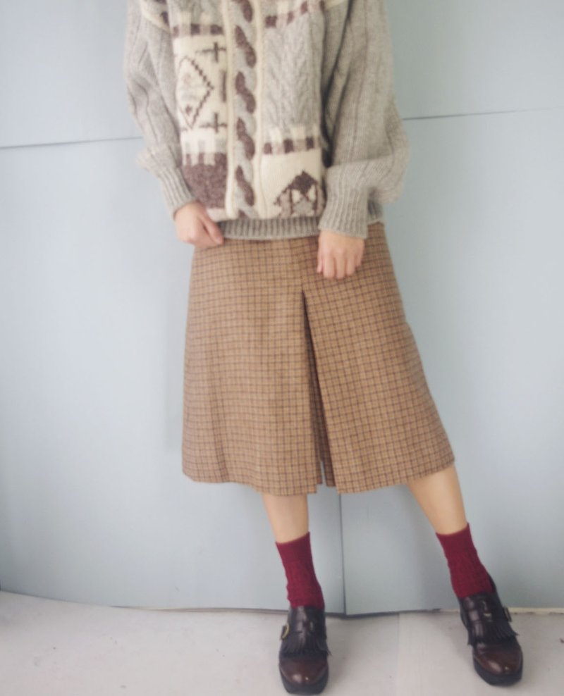 Vintage treasure hunt - the classic system of camels hound thousands of birds plaid knee pattern skirt - Skirts - Wool Brown