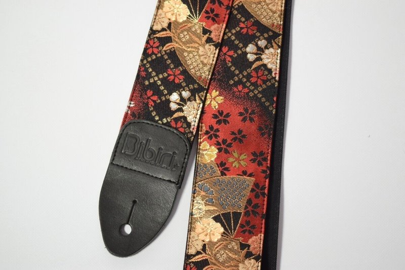 京都金襴　櫻花與扇子帆布吉他背帶　紅 - 其他 - 棉．麻 卡其色