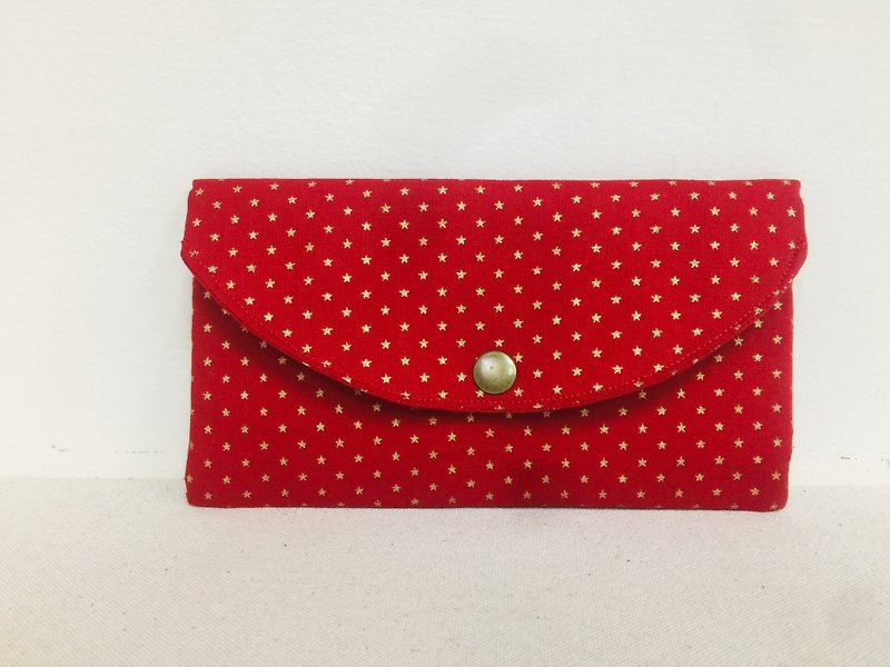 Happy new year-red bag-red golden little stars-passbook bag - Other - Cotton & Hemp Red