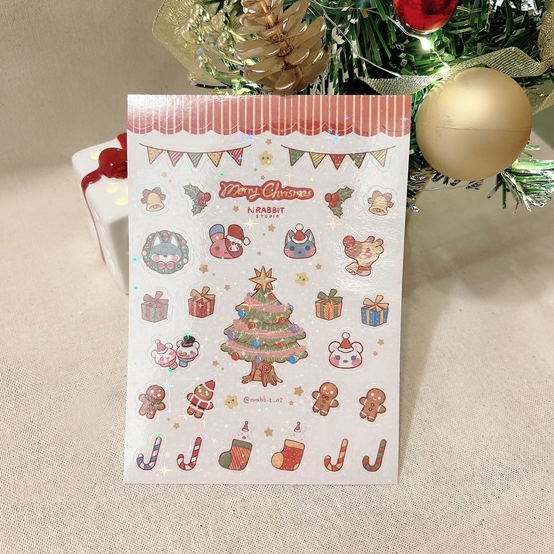 New product in stock [N Rabbit studio] Christmas limited edition Christmas illustrated stickers. Card stickers. Handbook - สติกเกอร์ - กระดาษ 