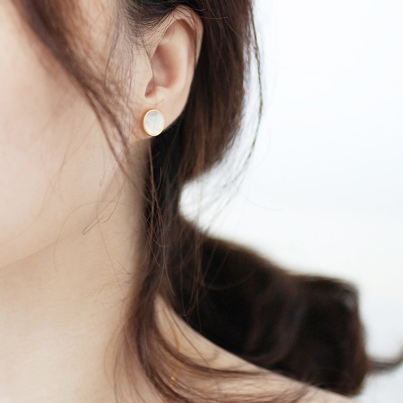 MissQueeny Miss Queen | Mermaid Ji natural mother 925 sterling silver earrings female simple temperament OL - Earrings & Clip-ons - Silver Gold
