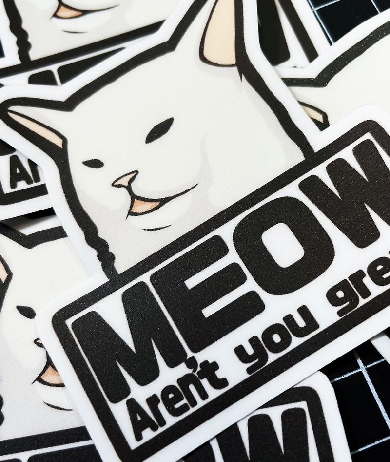 Meme-Picky Cat Meme Matte Super Wear-resistant Waterproof Sticker - สติกเกอร์ - กระดาษ ขาว