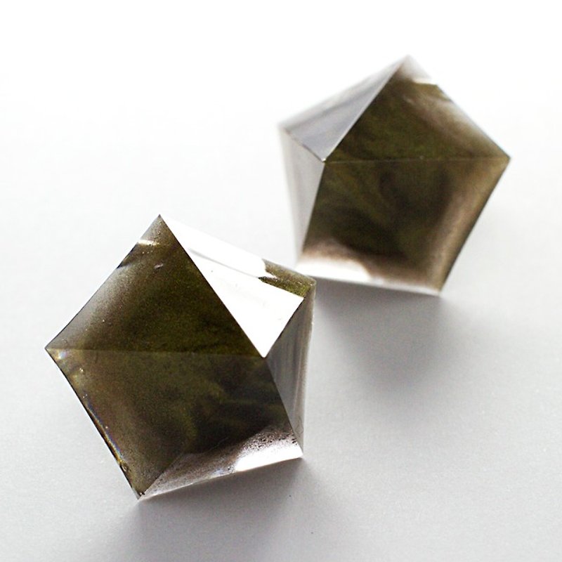 Pentagon earrings (Sahara) - ต่างหู - วัสดุอื่นๆ สีกากี
