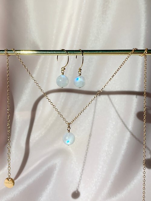 Quazar Studio 月光項鍊耳環套組 (14K包金) /Moon Necklace & Earring Set