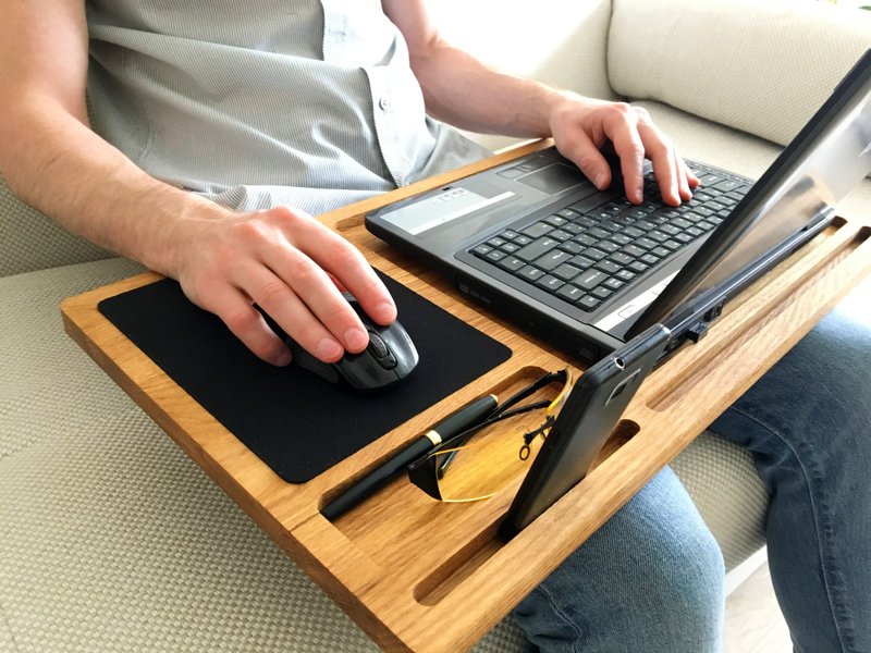 Lap desk Oak wood laptop stand First fathers day gift Mobile workstation - 電腦配件 - 木頭 