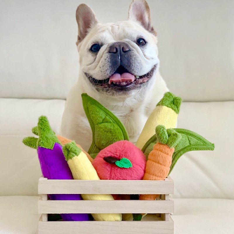 ペットのおもちゃの犬健康的な野菜と果物のバスケットボウル豆ポッドのツイート - おもちゃ - サステナブル素材 