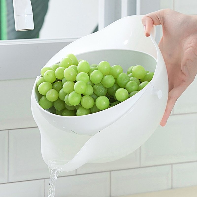 茶花CHAHUA Ag+銀離子抗菌雙層旋轉瀝水籃 - 廚具 - 塑膠 白色