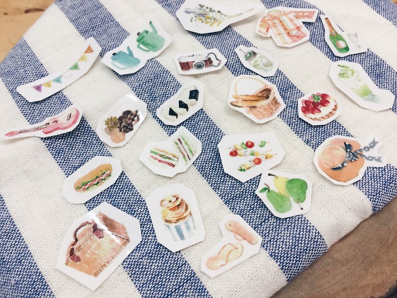 Have a picnic together! Transparent sticker set (20 pcs) by HAZEL's color painting - สติกเกอร์ - กระดาษ 
