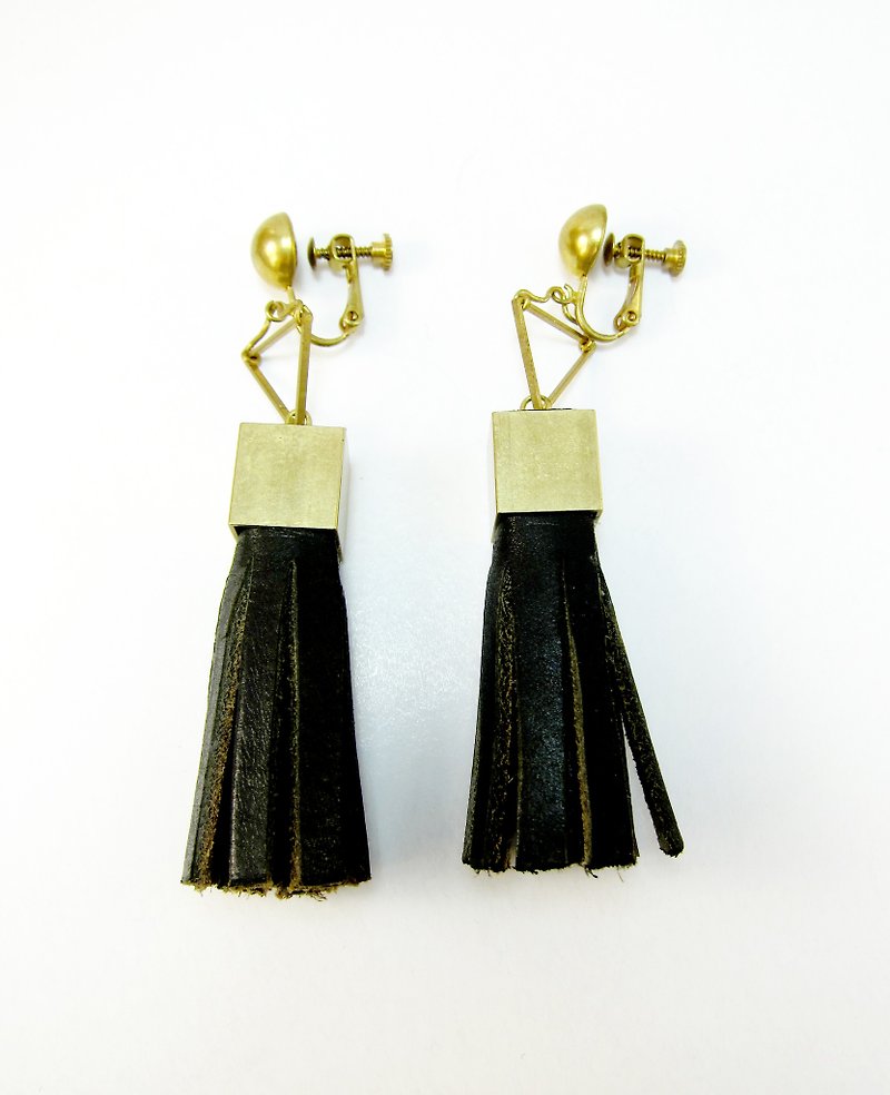 Earrings - Earrings & Clip-ons - Genuine Leather Black