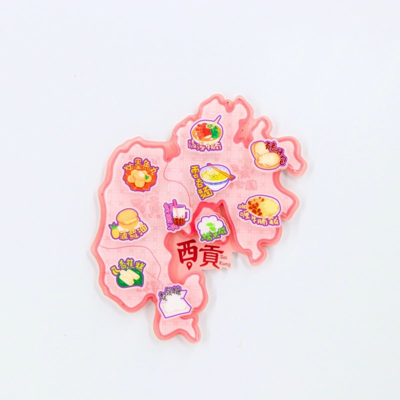 港食天堂香港地圖磁石貼 - 西貢 - 磁鐵 - 塑膠 多色