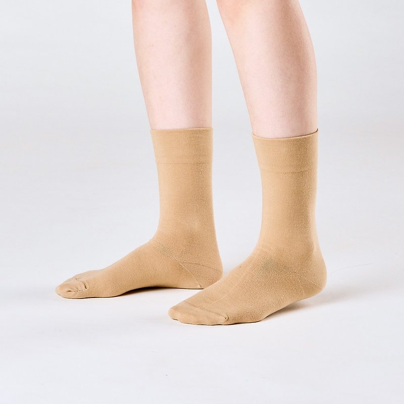 needo solid color socks 1:1/milk tea/stress reducing traceless - ถุงเท้า - ผ้าฝ้าย/ผ้าลินิน สีกากี