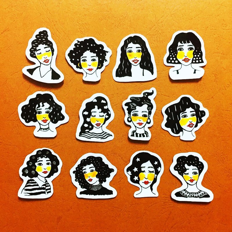 Black and white girl transparent sticker - สติกเกอร์ - กระดาษ สีดำ