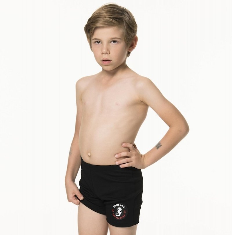 MIT 兒童四角泳褲 (SPA泡湯專用) - 兒童泳衣 - 聚酯纖維 黑色